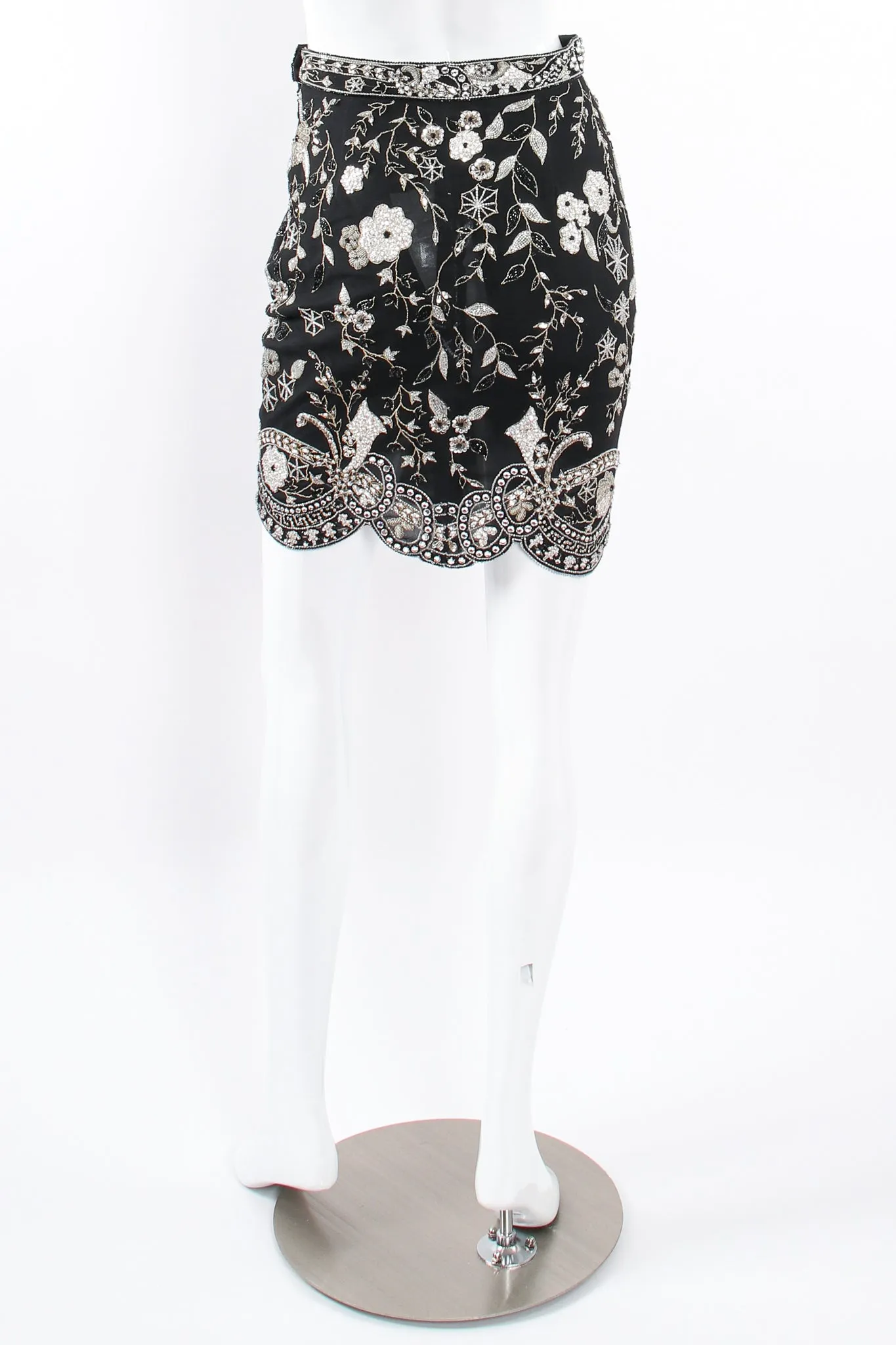 Embellished Mesh Mini Skirt