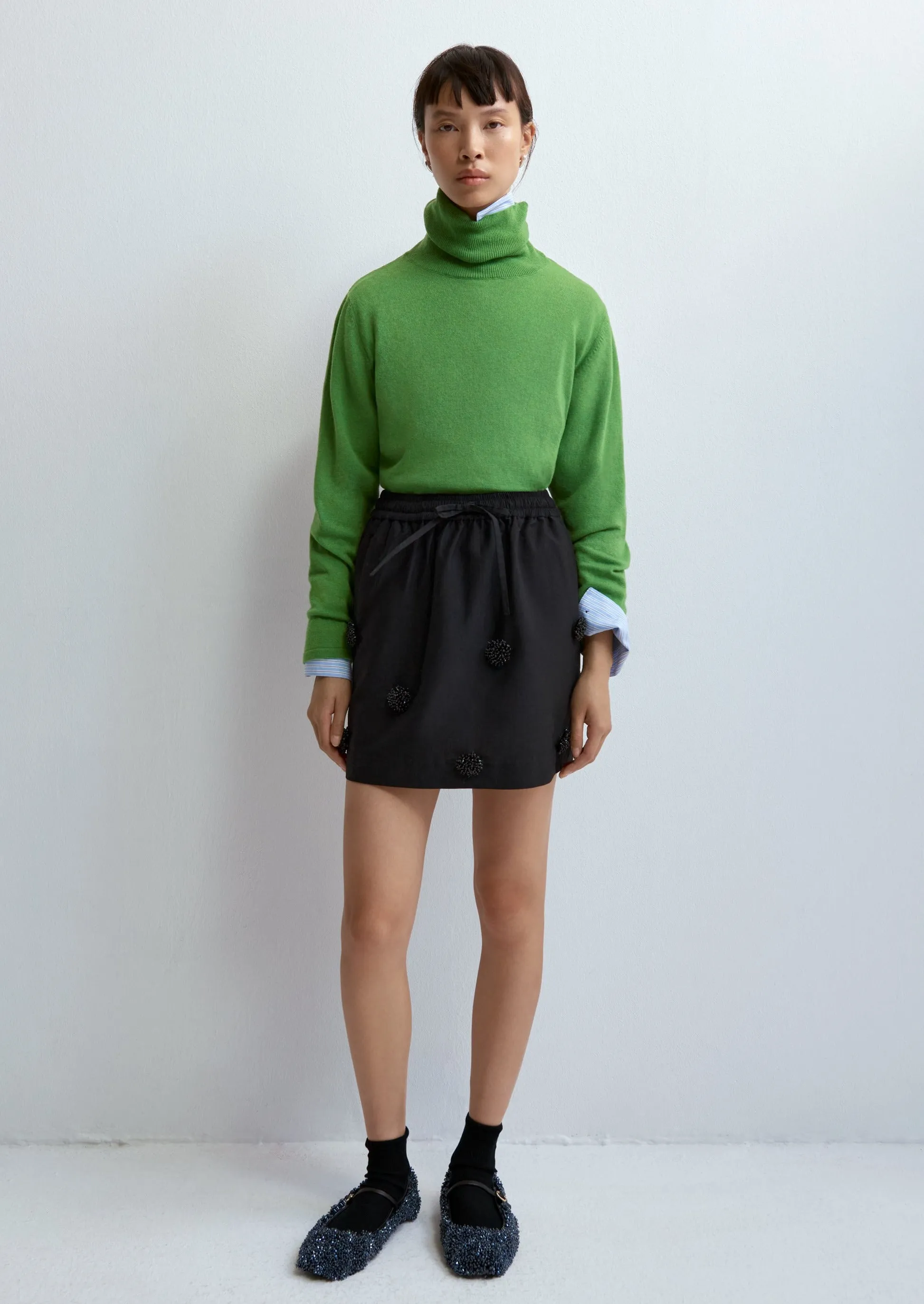Embellished Mini Shirt, Black