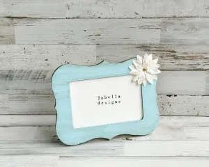 Embellished robin's egg bue scallop frame