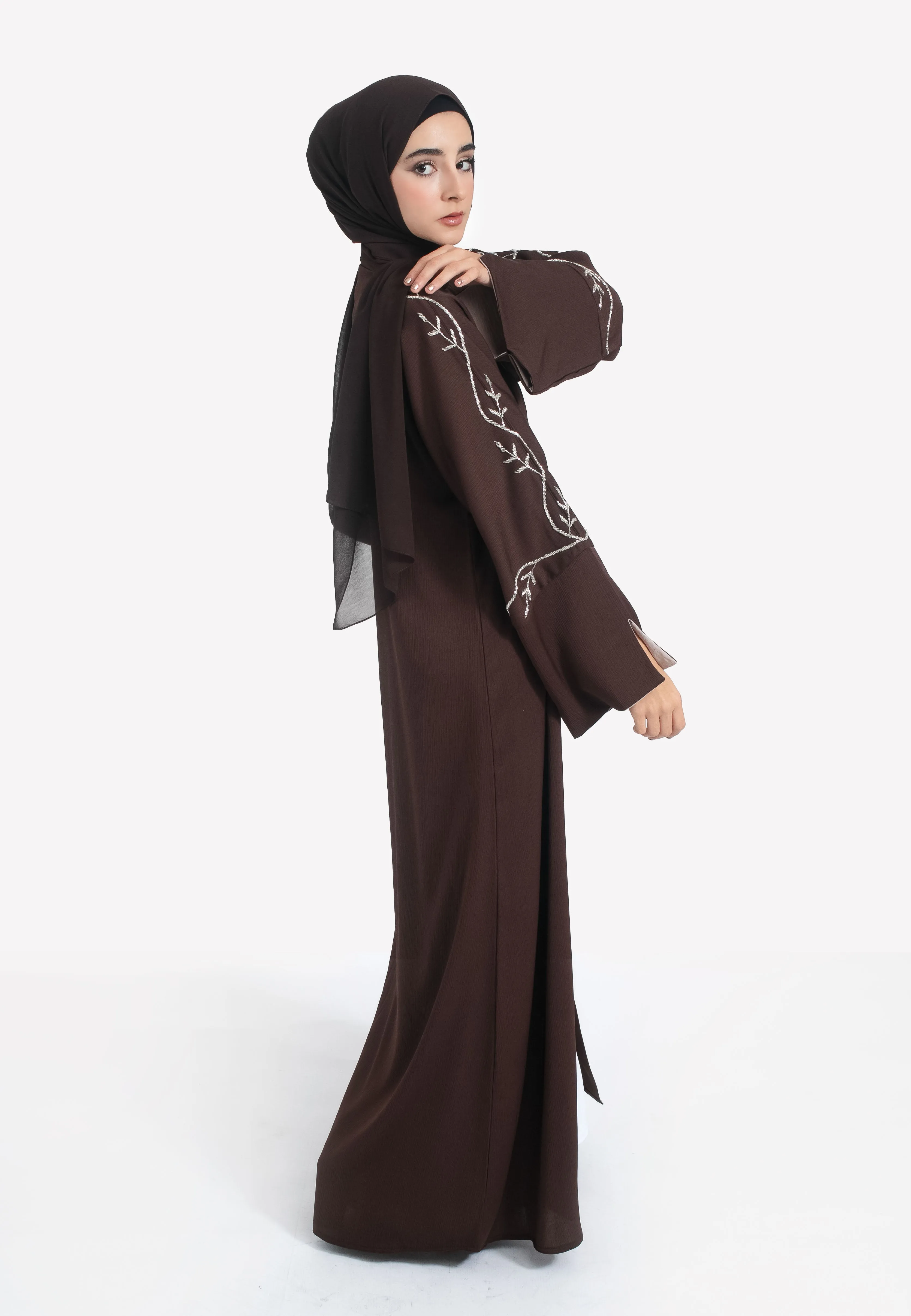 Espresso Embellished Open Abaya