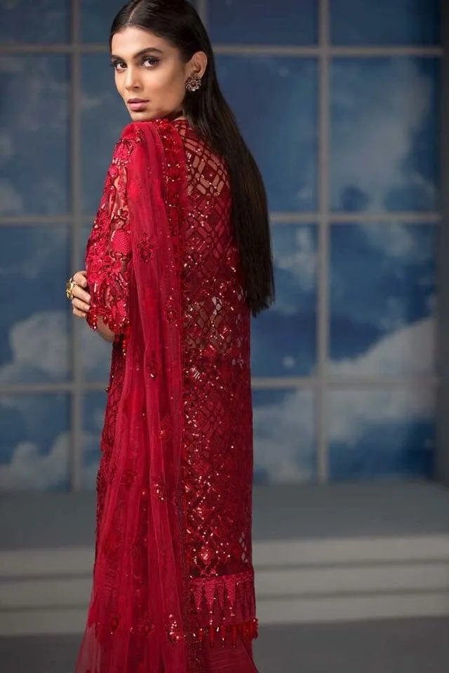 Fancy Designer Dress In Beutifull Red Color Model# C 1744