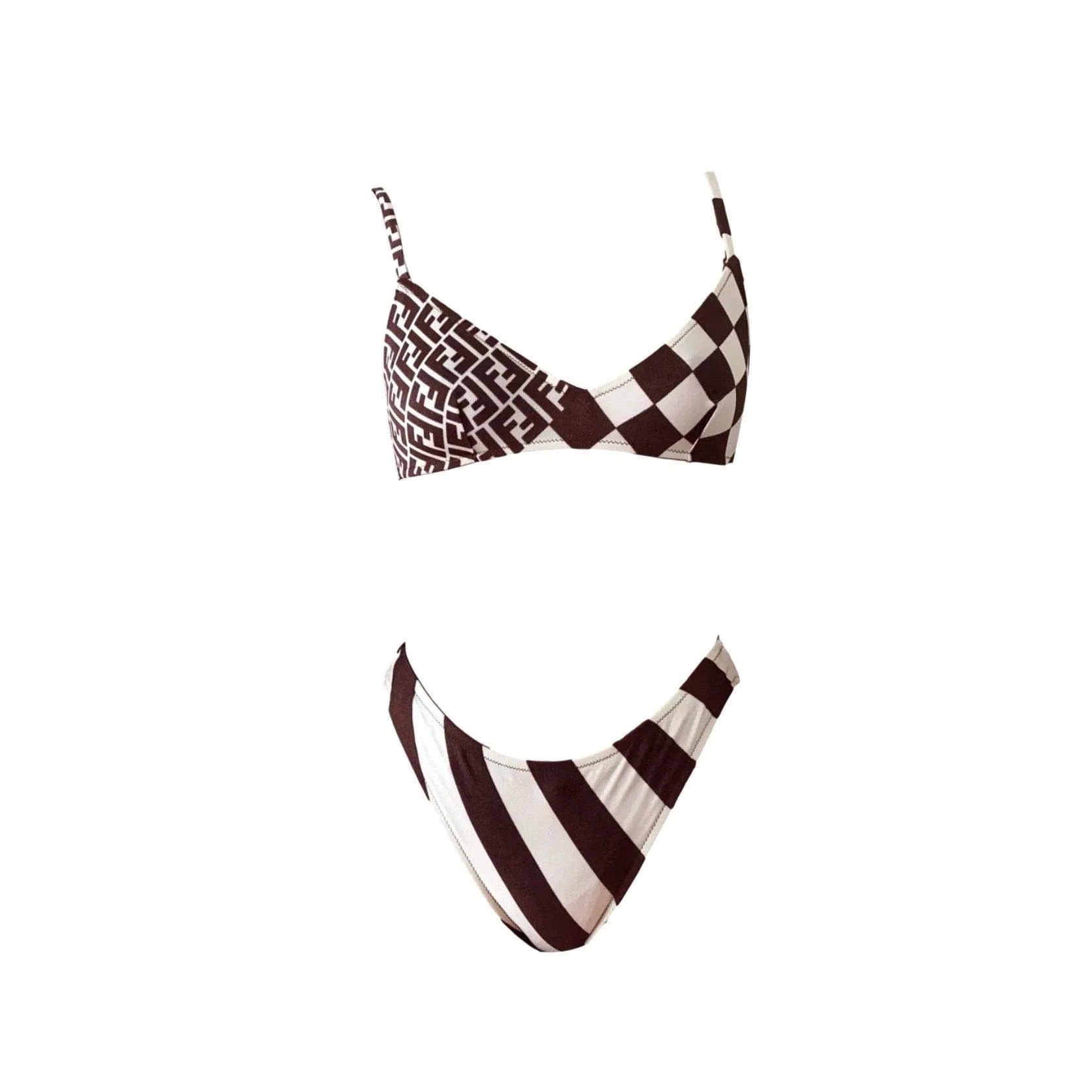 Fendi Brown Checkered Bikini