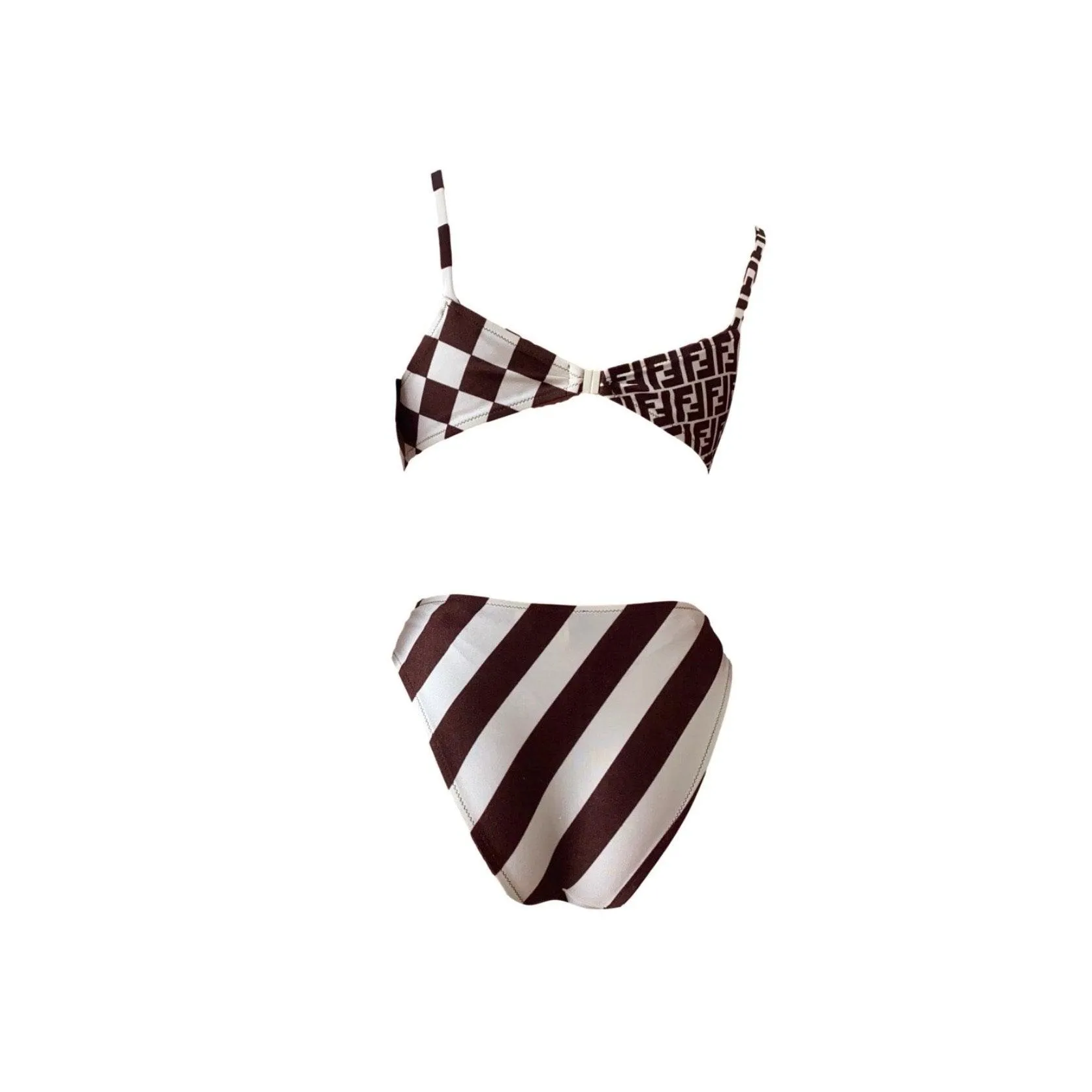 Fendi Brown Checkered Bikini