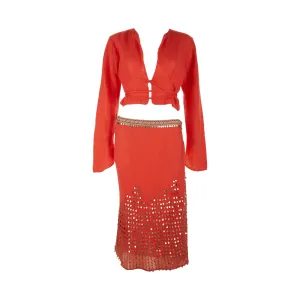 Fendi Coral Mohair Embellished Set