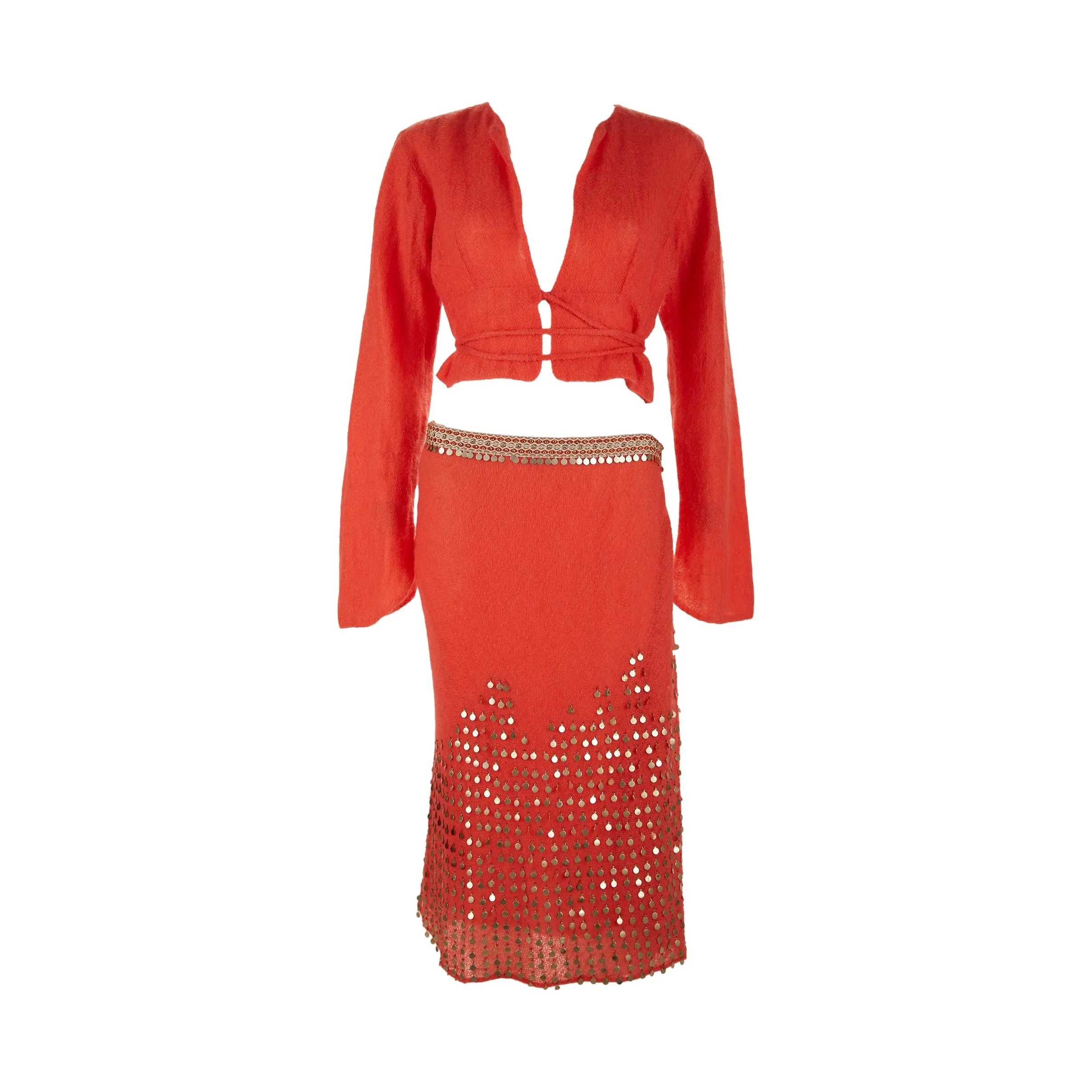 Fendi Coral Mohair Embellished Set