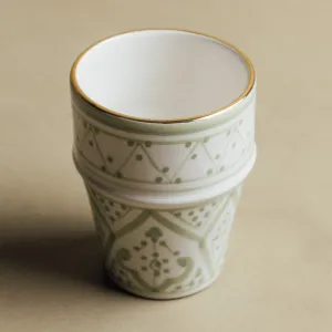 Fez Green Cup - Moroccan Dinnerware Adorned with 12 Carat Gold Accents