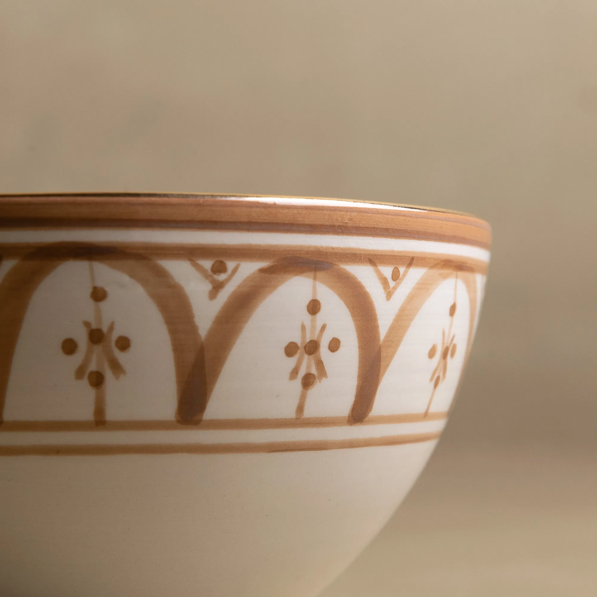 Fez Sand Bowl - Moroccan Dinnerware Adorned with 12 Carat Gold Accents