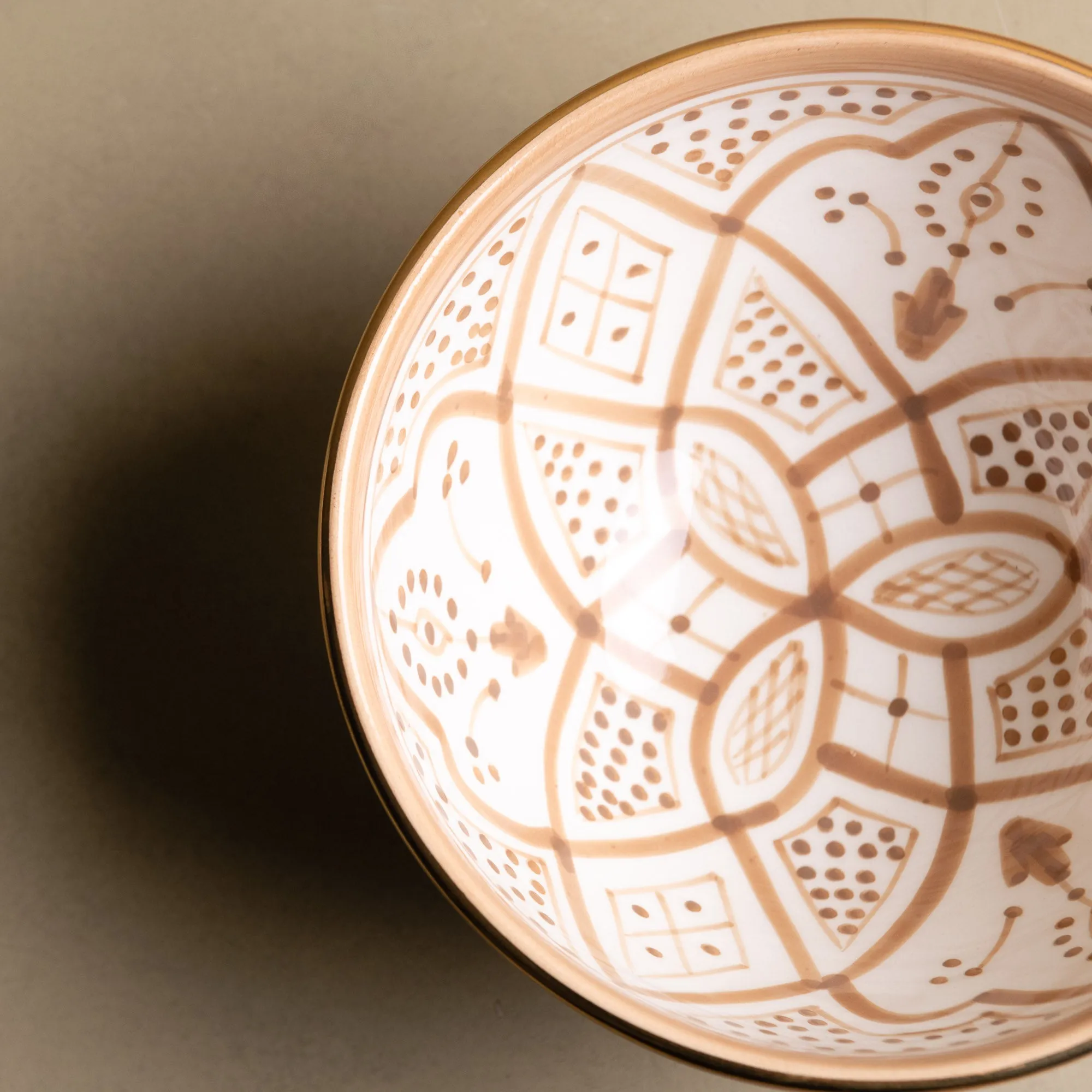 Fez Sand Bowl - Moroccan Dinnerware Adorned with 12 Carat Gold Accents