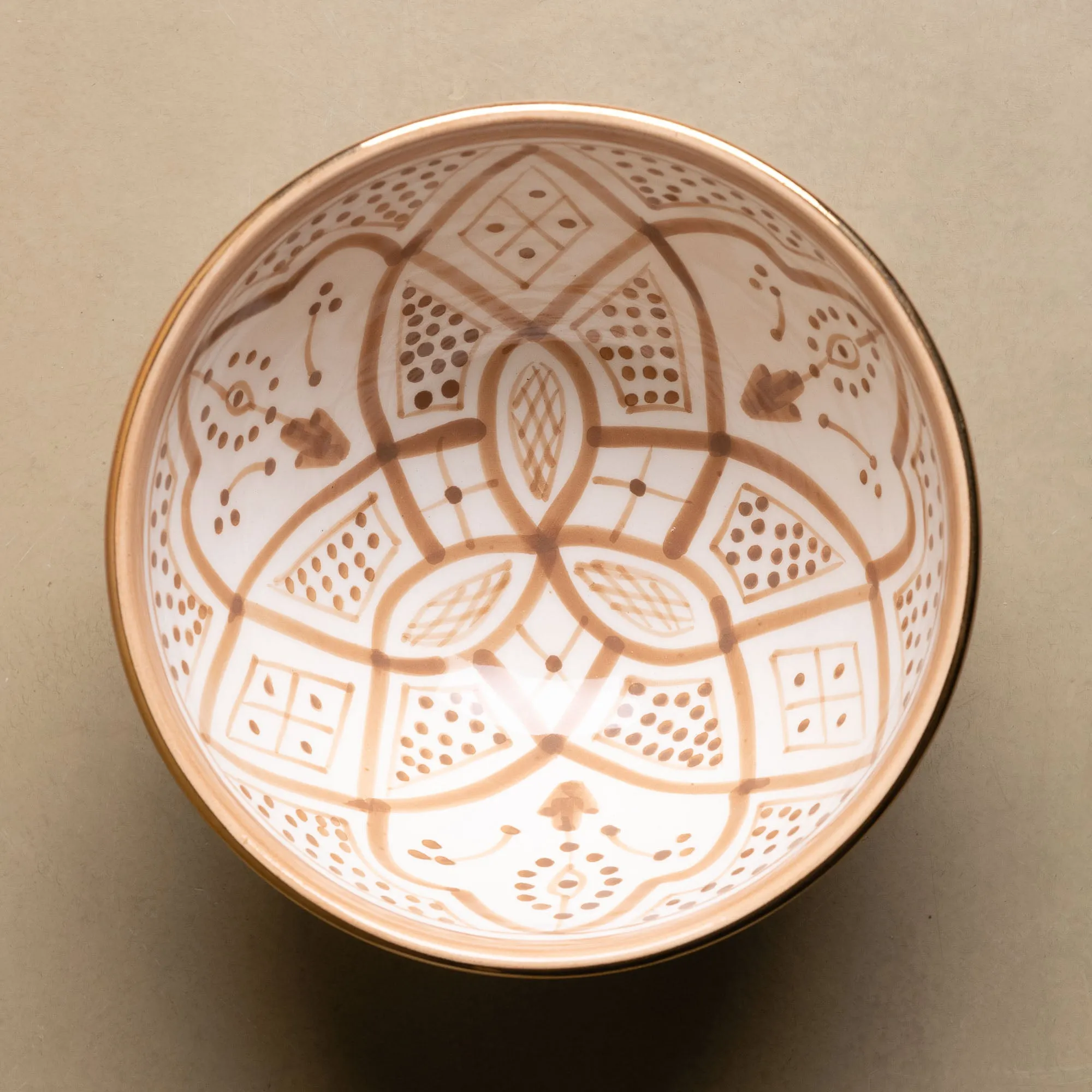 Fez Sand Bowl - Moroccan Dinnerware Adorned with 12 Carat Gold Accents