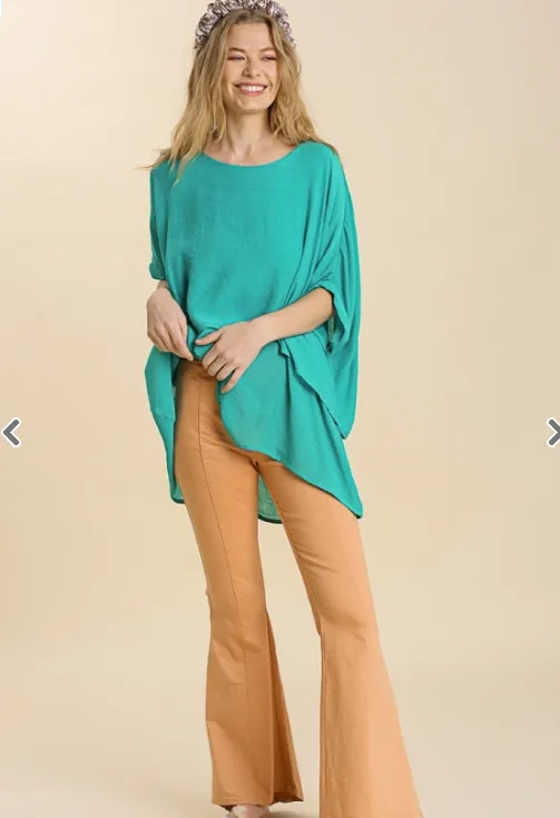 FINAL SALE WAS $42.99  7 Color Ways - Layered & Flowy Top with Cuffed Sleeves