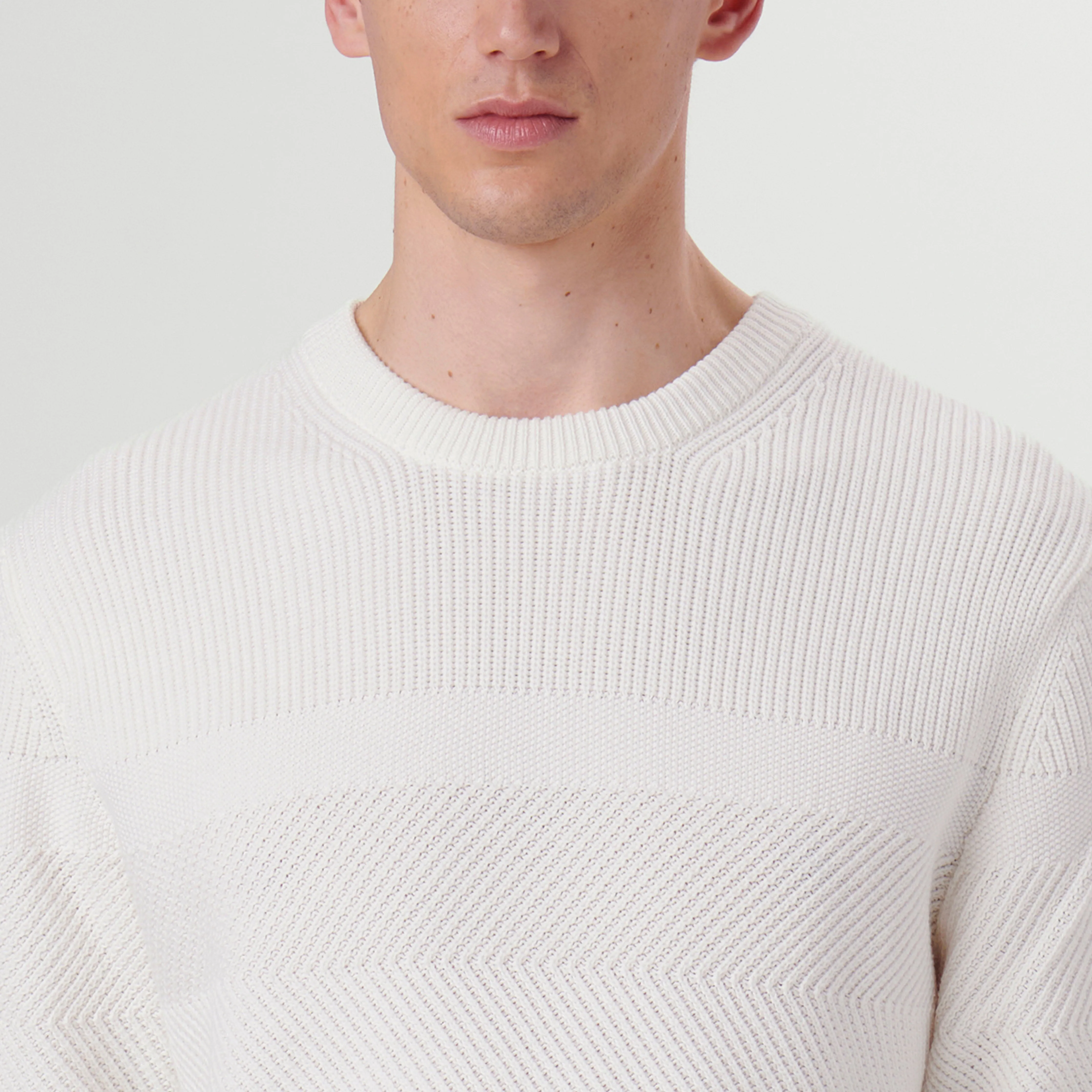 Fisherman Stitch Crew Neck Sweater