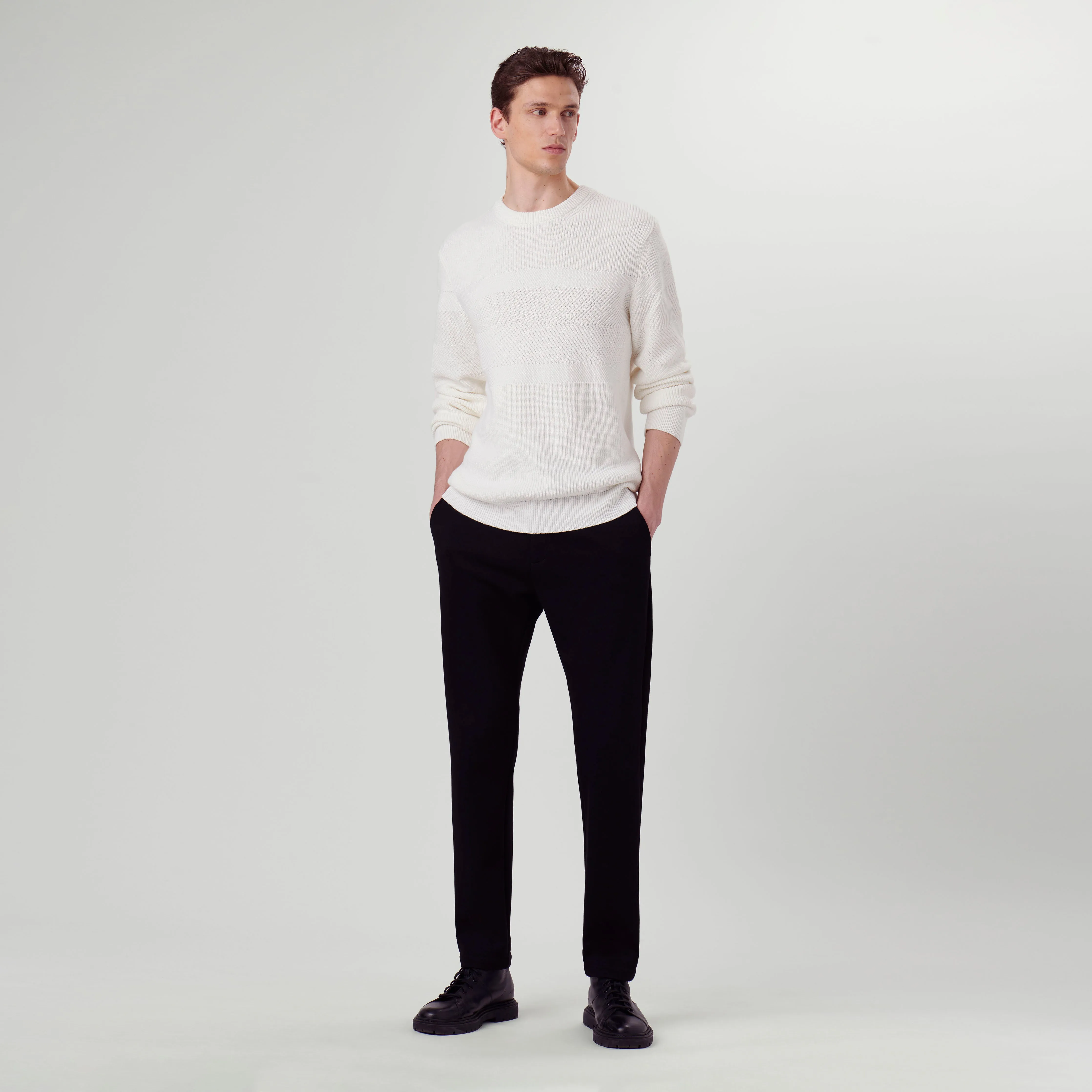 Fisherman Stitch Crew Neck Sweater