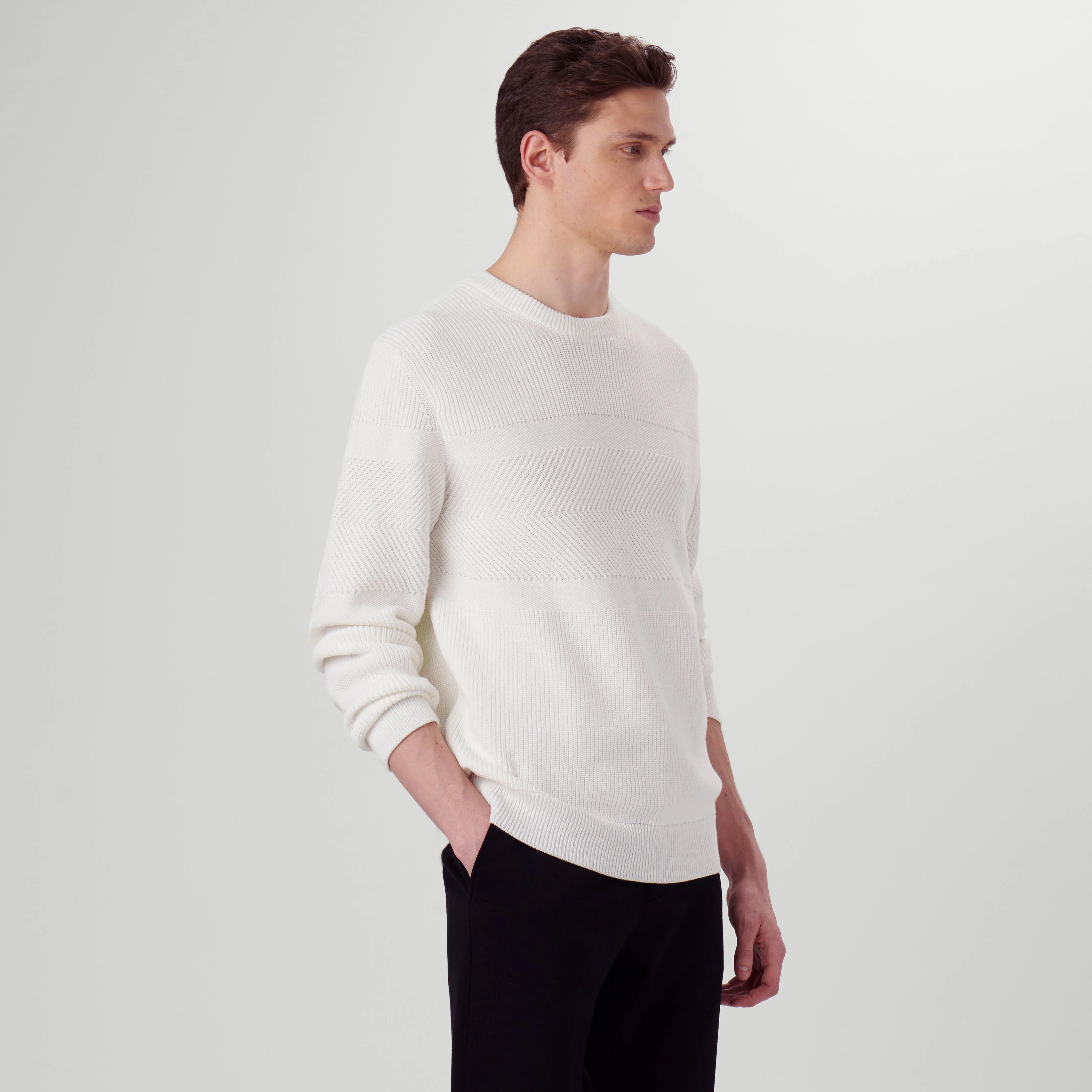 Fisherman Stitch Crew Neck Sweater