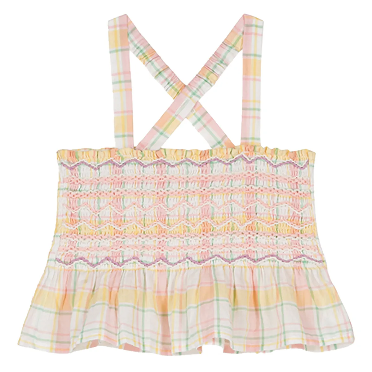 Florentina Yellow Positano Check Crop Top