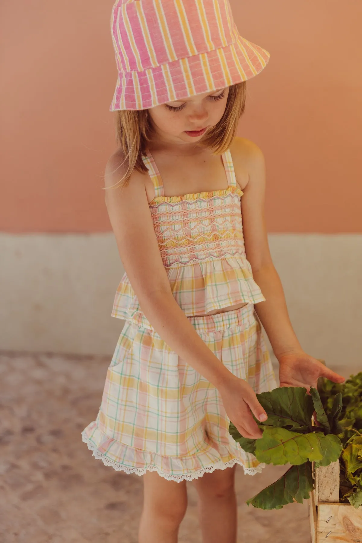 Florentina Yellow Positano Check Crop Top