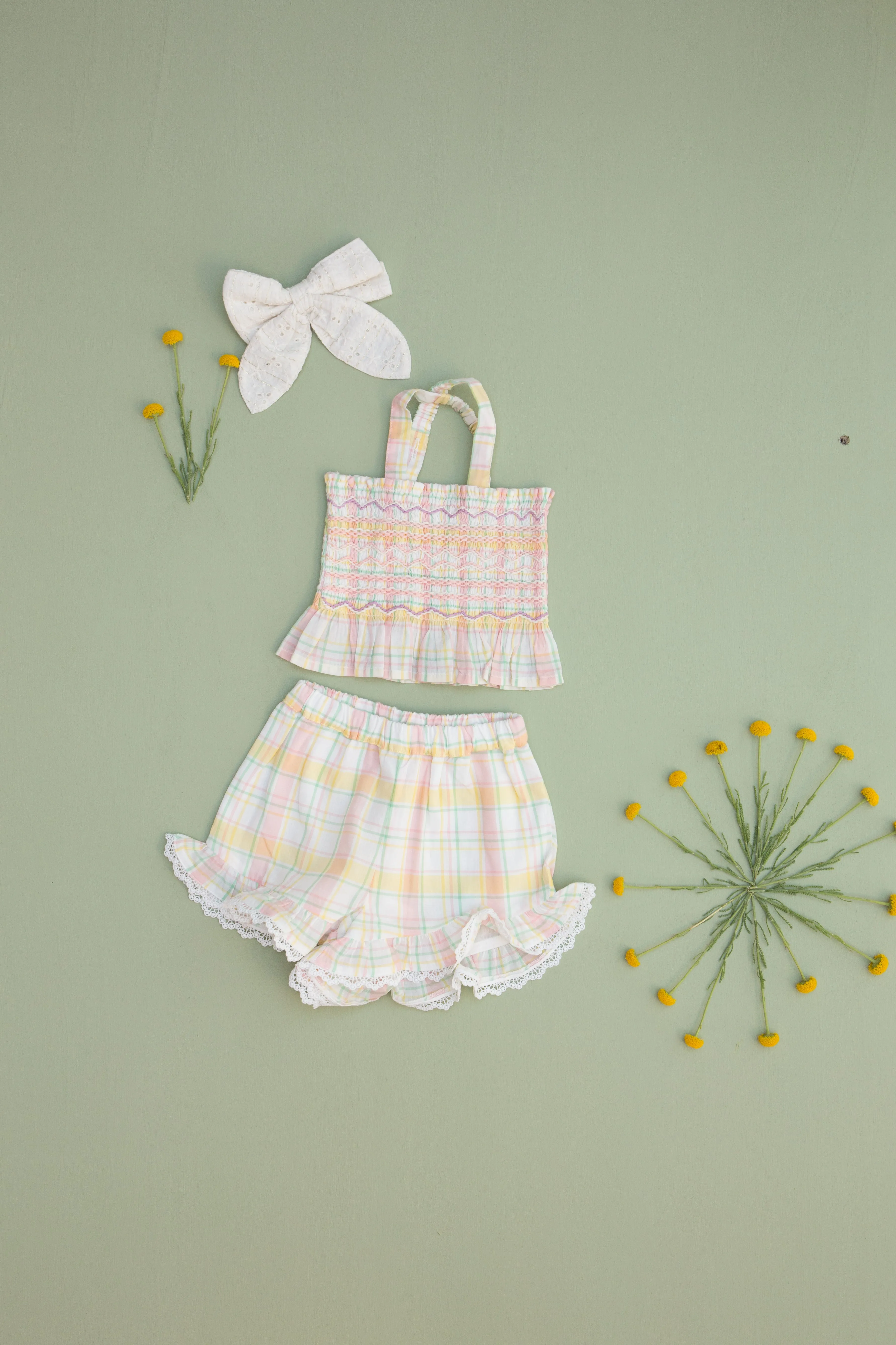 Florentina Yellow Positano Check Crop Top
