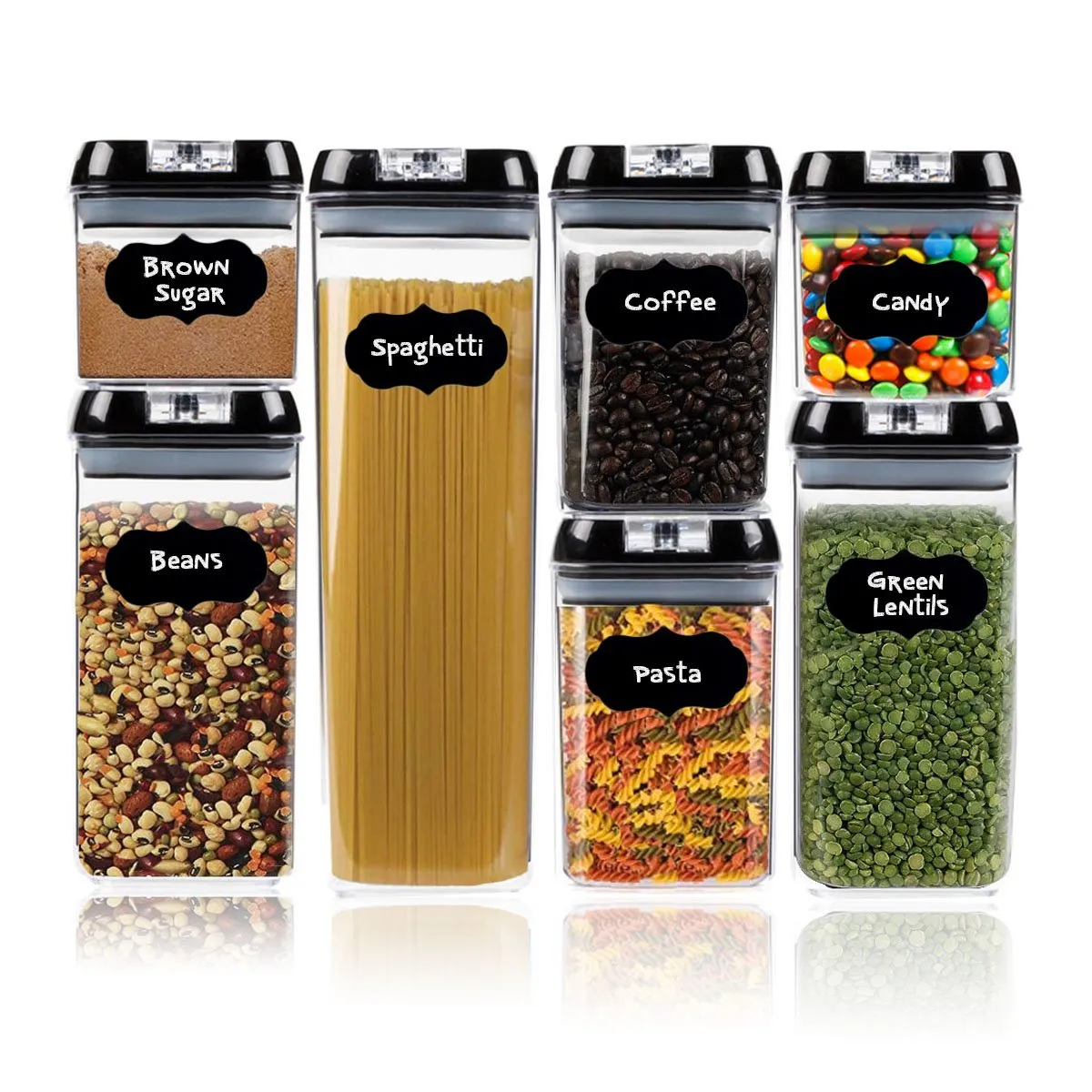 Food Storage Containers with Lids - by Simple Gourmet. 7-Piece Set of BPA Free Air Tight Food Containers for Pantry Organization and Storage. Includes BONUS 16 Free Labels to Identify Contents…