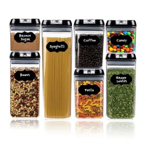 Food Storage Containers with Lids - by Simple Gourmet. 7-Piece Set of BPA Free Air Tight Food Containers for Pantry Organization and Storage. Includes BONUS 16 Free Labels to Identify Contents…