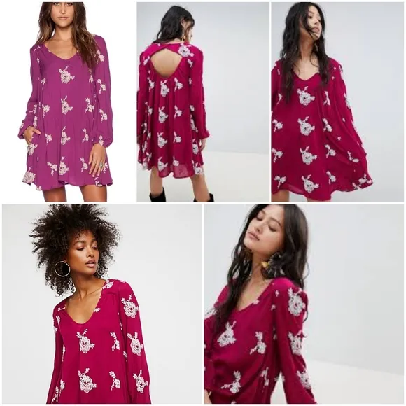 Free People Emma Trapeze Boho Festival Hippie Retro Cottage Romantic Dre…