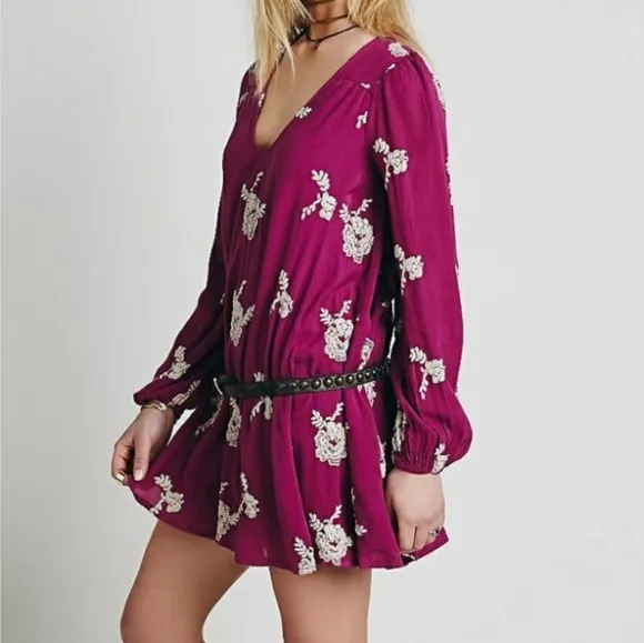 Free People Emma Trapeze Boho Festival Hippie Retro Cottage Romantic Dre…