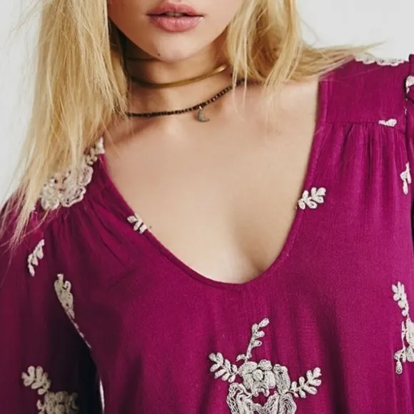 Free People Emma Trapeze Boho Festival Hippie Retro Cottage Romantic Dre…