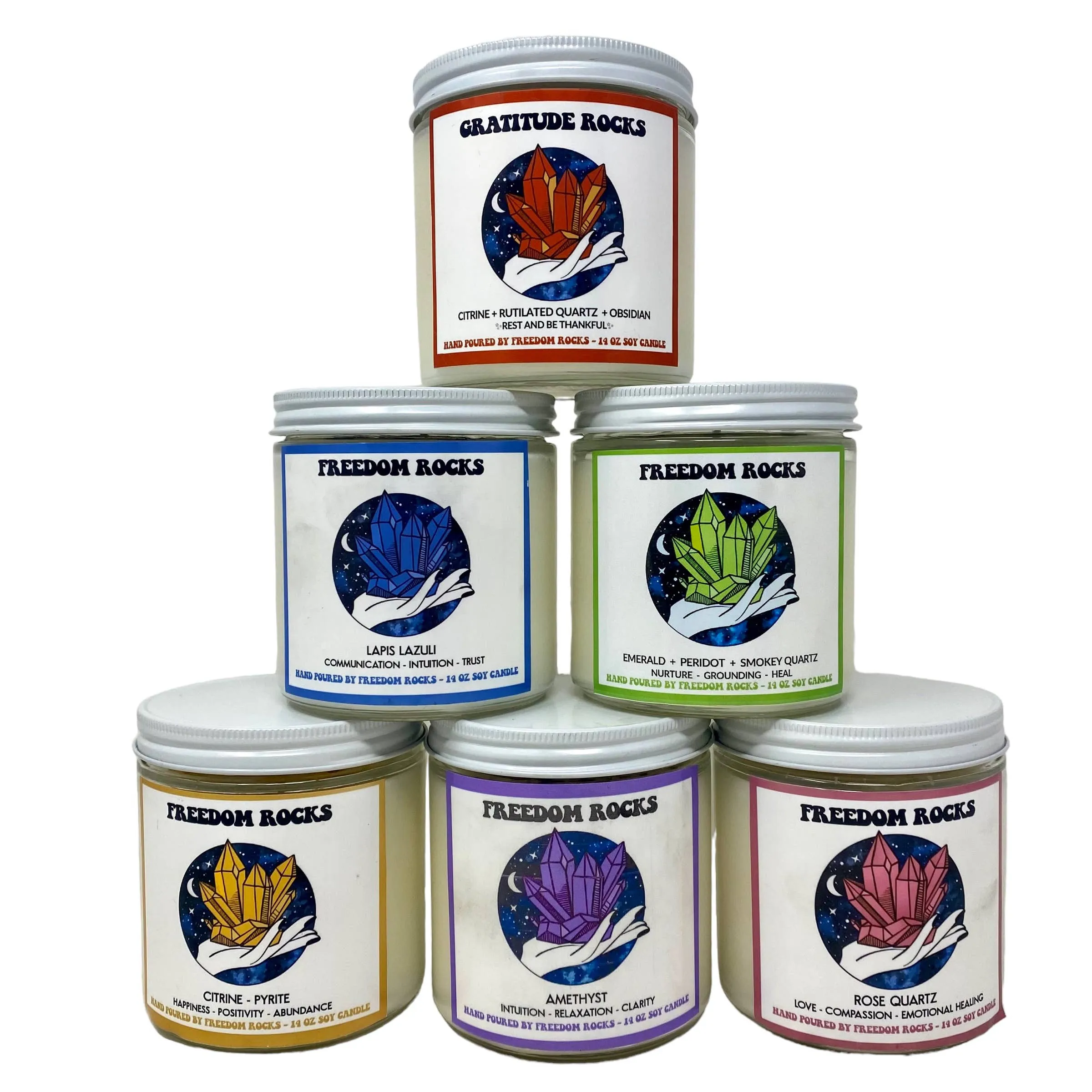 Freedom Rocks Crystal Adorned 14 Ounce Scented Soy Candle