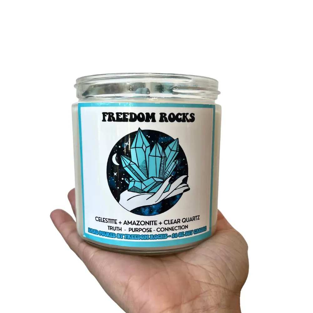 Freedom Rocks Crystal Adorned 14 Ounce Scented Soy Candle
