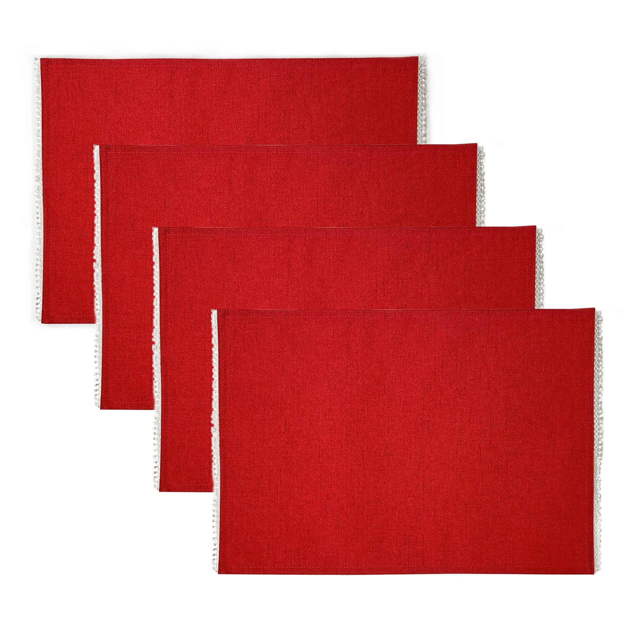 French Perle Red Placemats, Set of 4