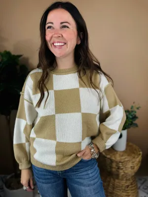 Gabby Latte Checkered Sweater