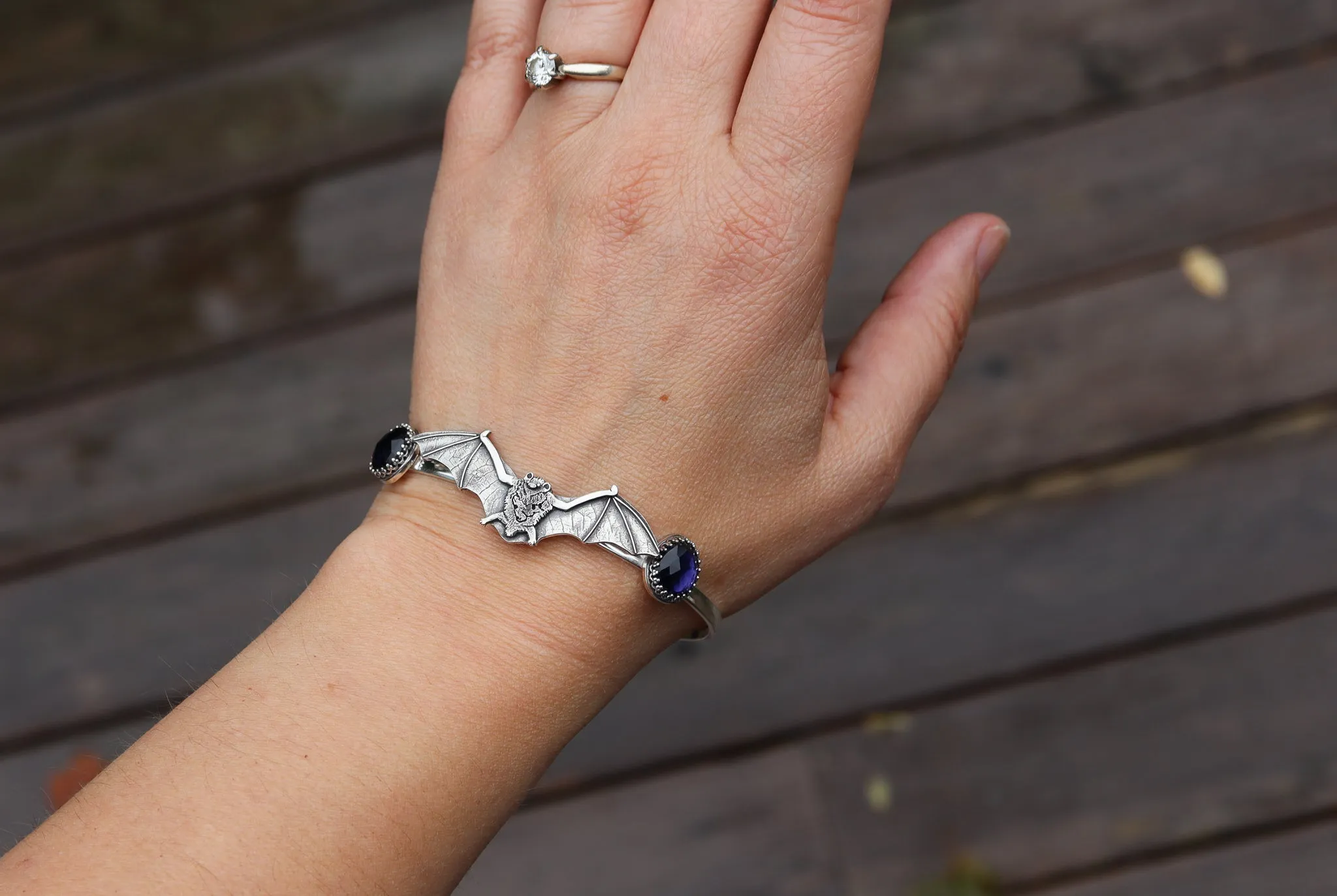 Gemstone Adorned Bat Bracelet
