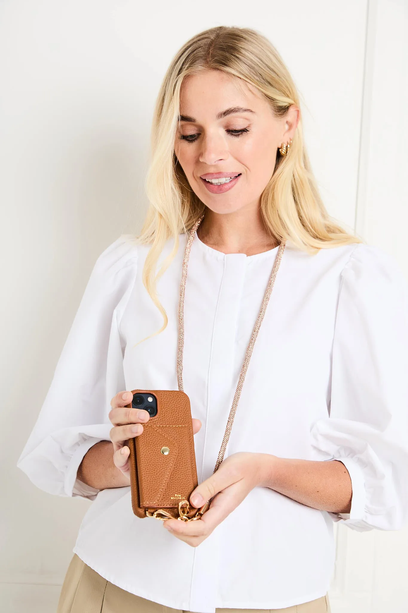 Genuine Leather iPhone Case - Azalea - Distressed Multi Lanyard