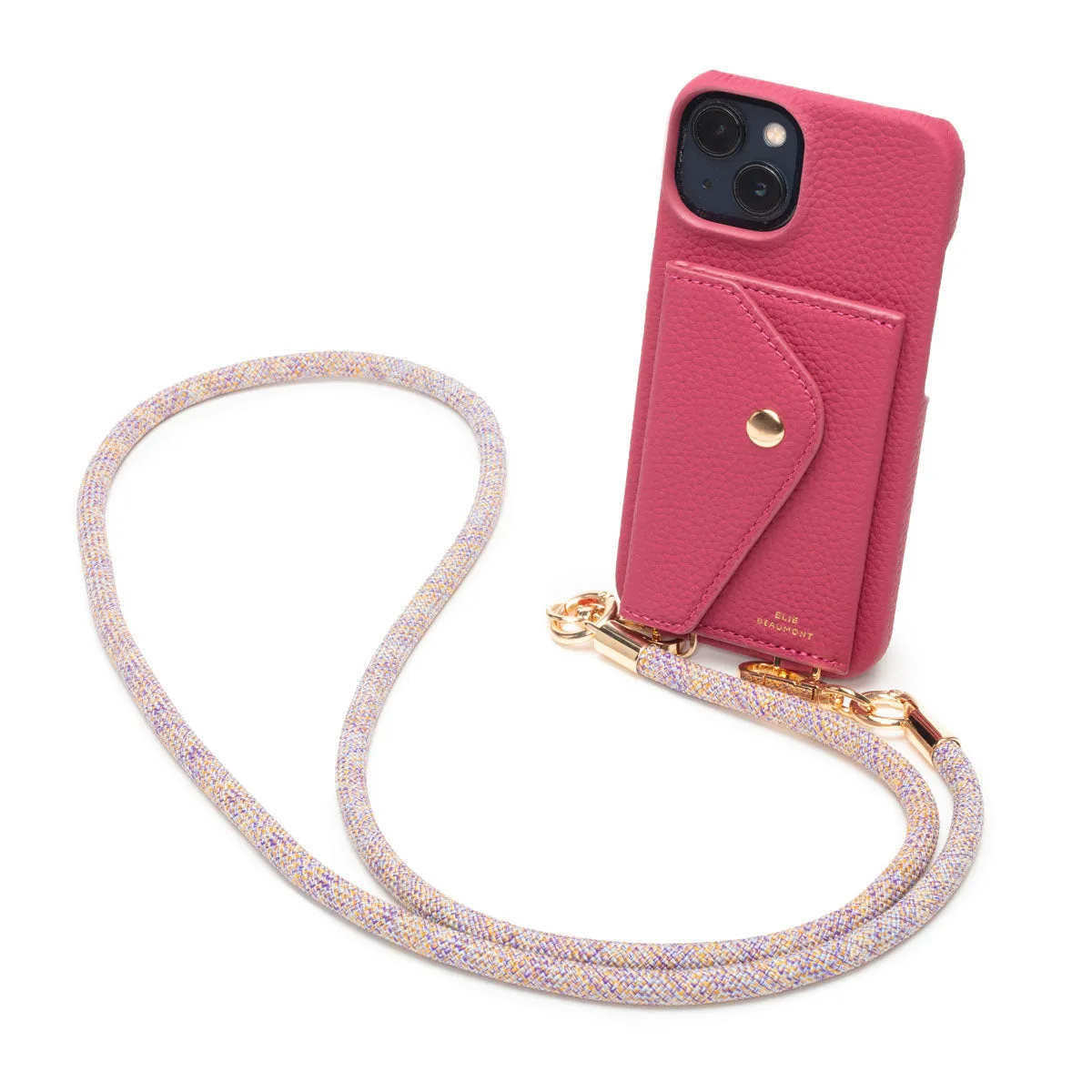 Genuine Leather iPhone Case - Azalea - Distressed Multi Lanyard
