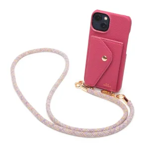 Genuine Leather iPhone Case - Azalea - Distressed Multi Lanyard