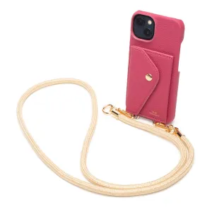 Genuine Leather iPhone Case - Azalea - Gold Glam Lanyard