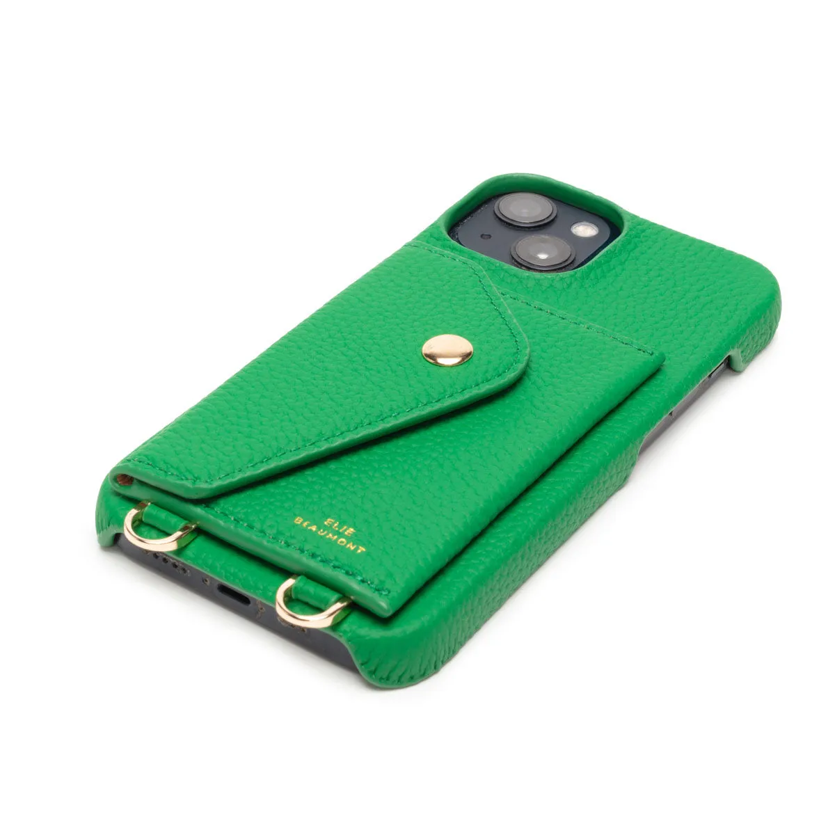 Genuine Leather iPhone Case - Jade - Harlequin Lanyard