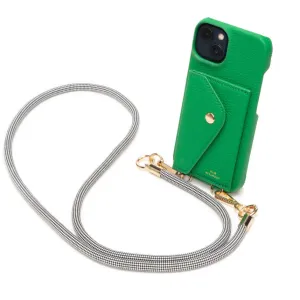 Genuine Leather iPhone Case - Jade - Harlequin Lanyard