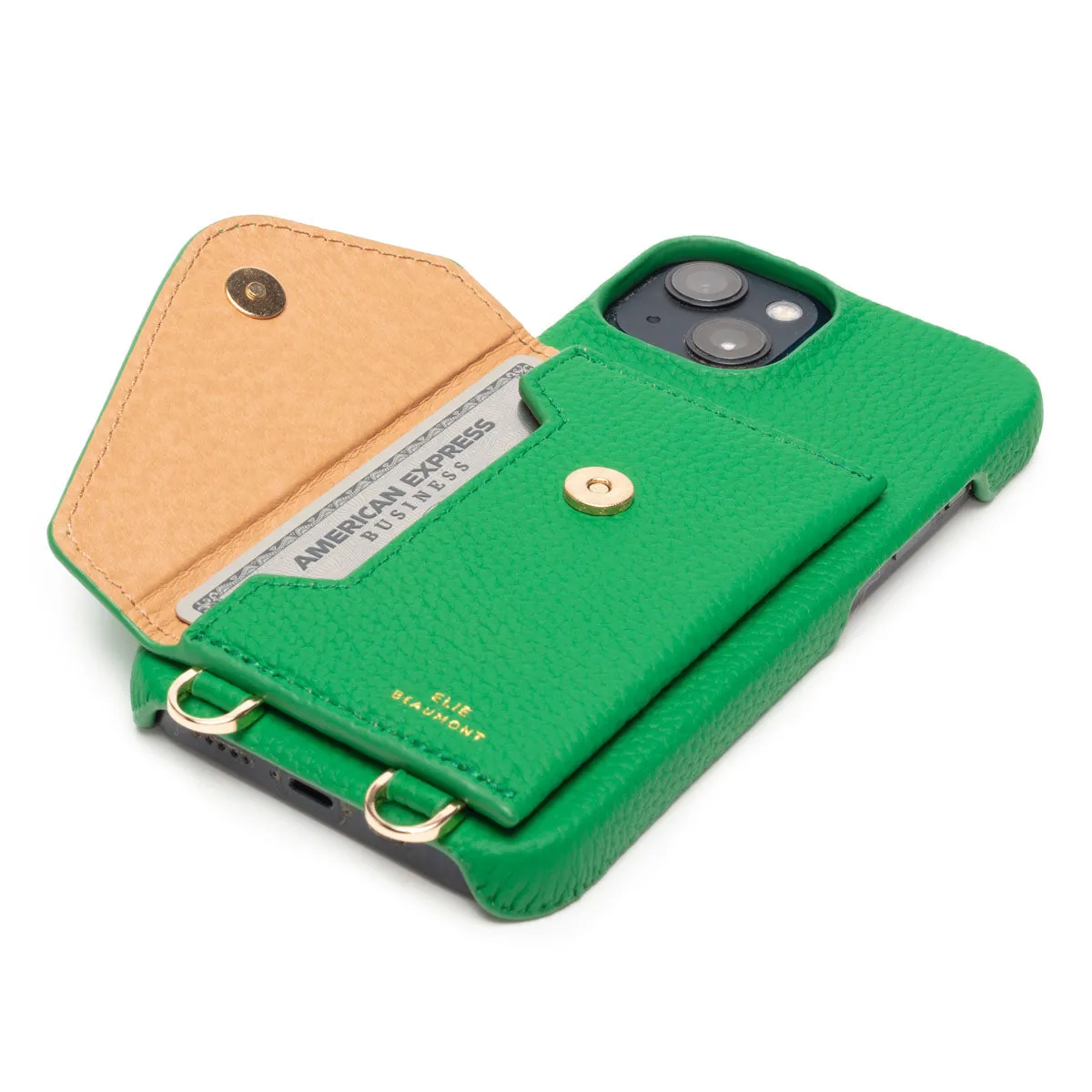 Genuine Leather iPhone Case - Jade - Harlequin Lanyard