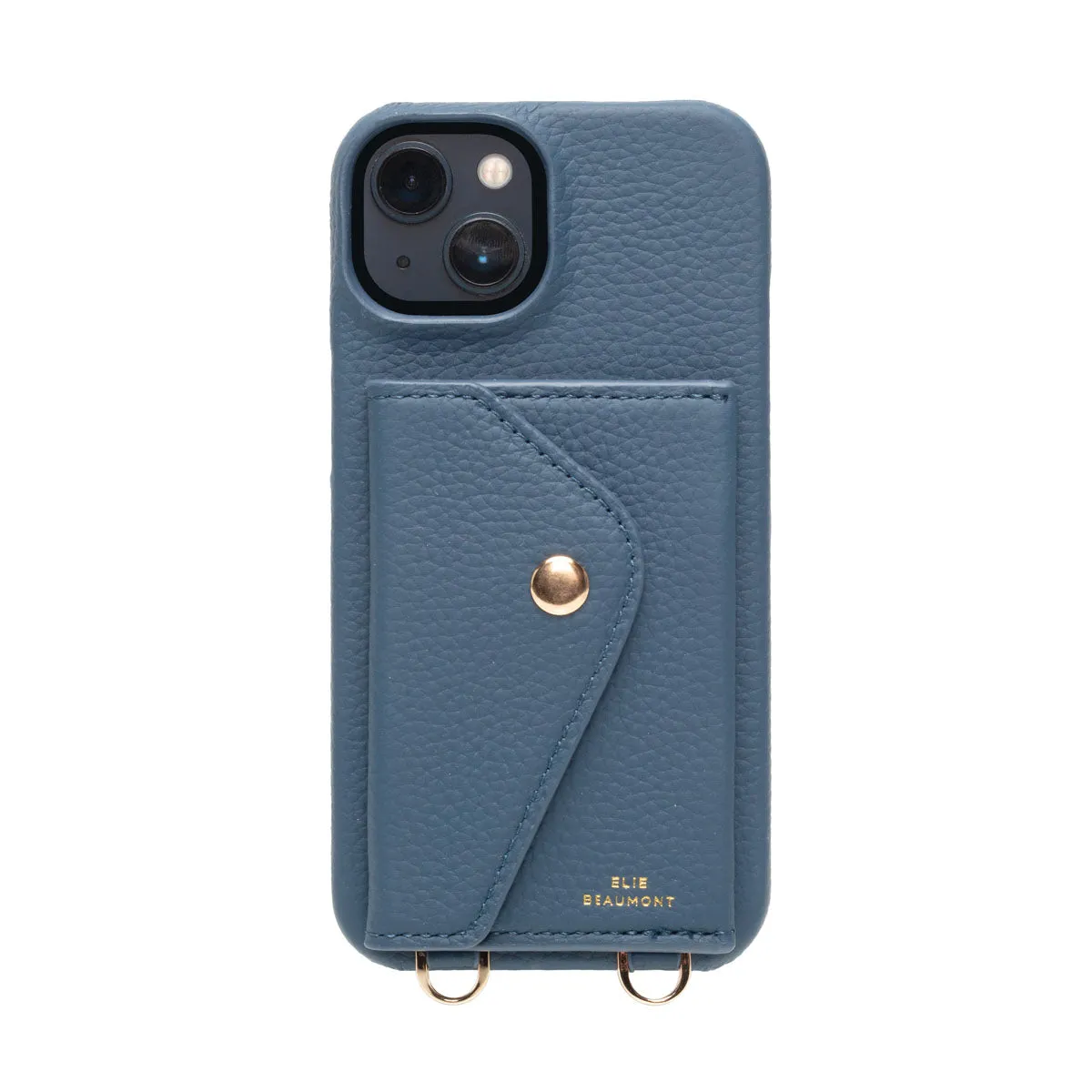 Genuine Leather iPhone Case - Teal - Distressed Denim Lanyard