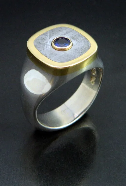 Gibeon Meteorite and Sapphire Ring