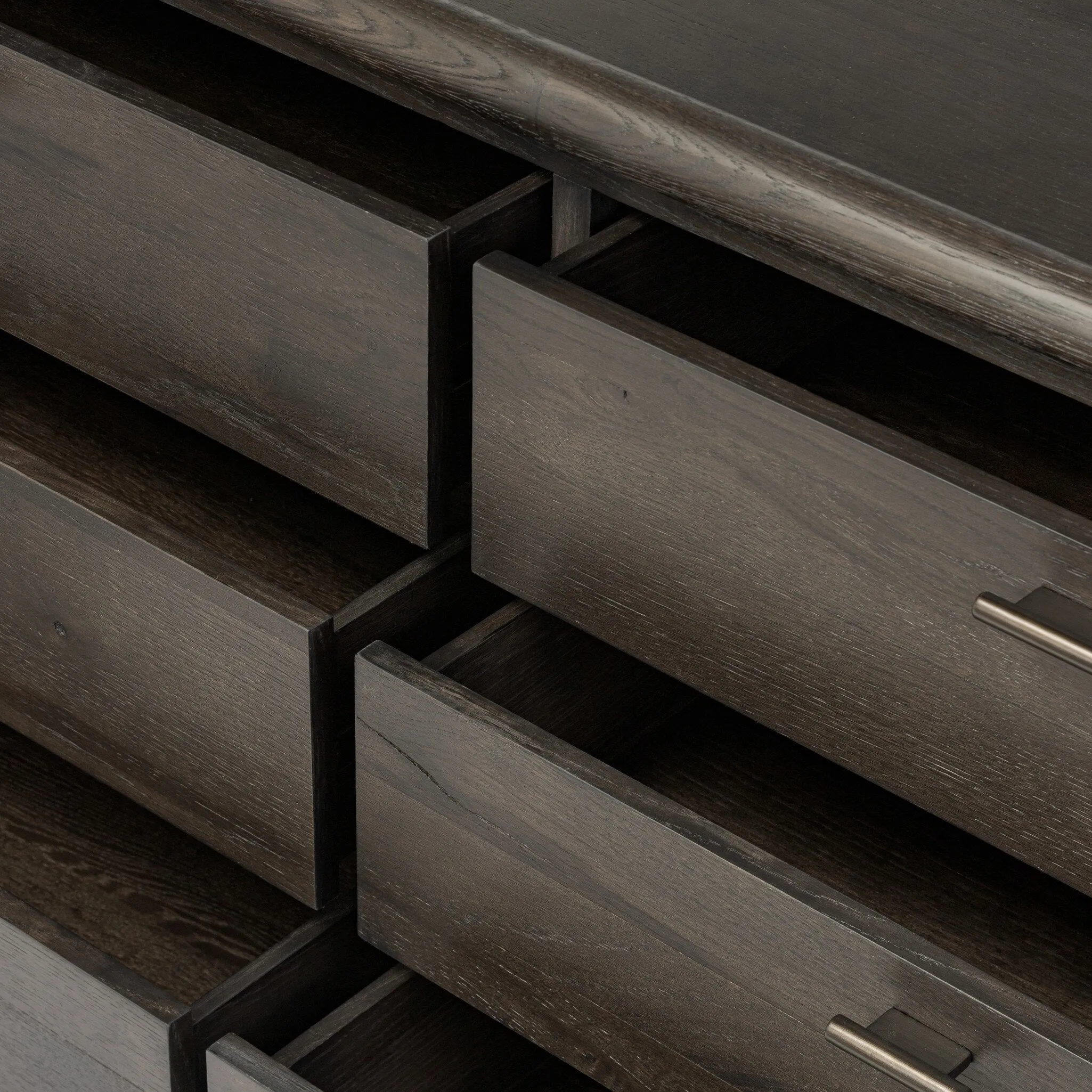 Glenview 6 Drawer Dresser - Cracked Smoked Black Veneer