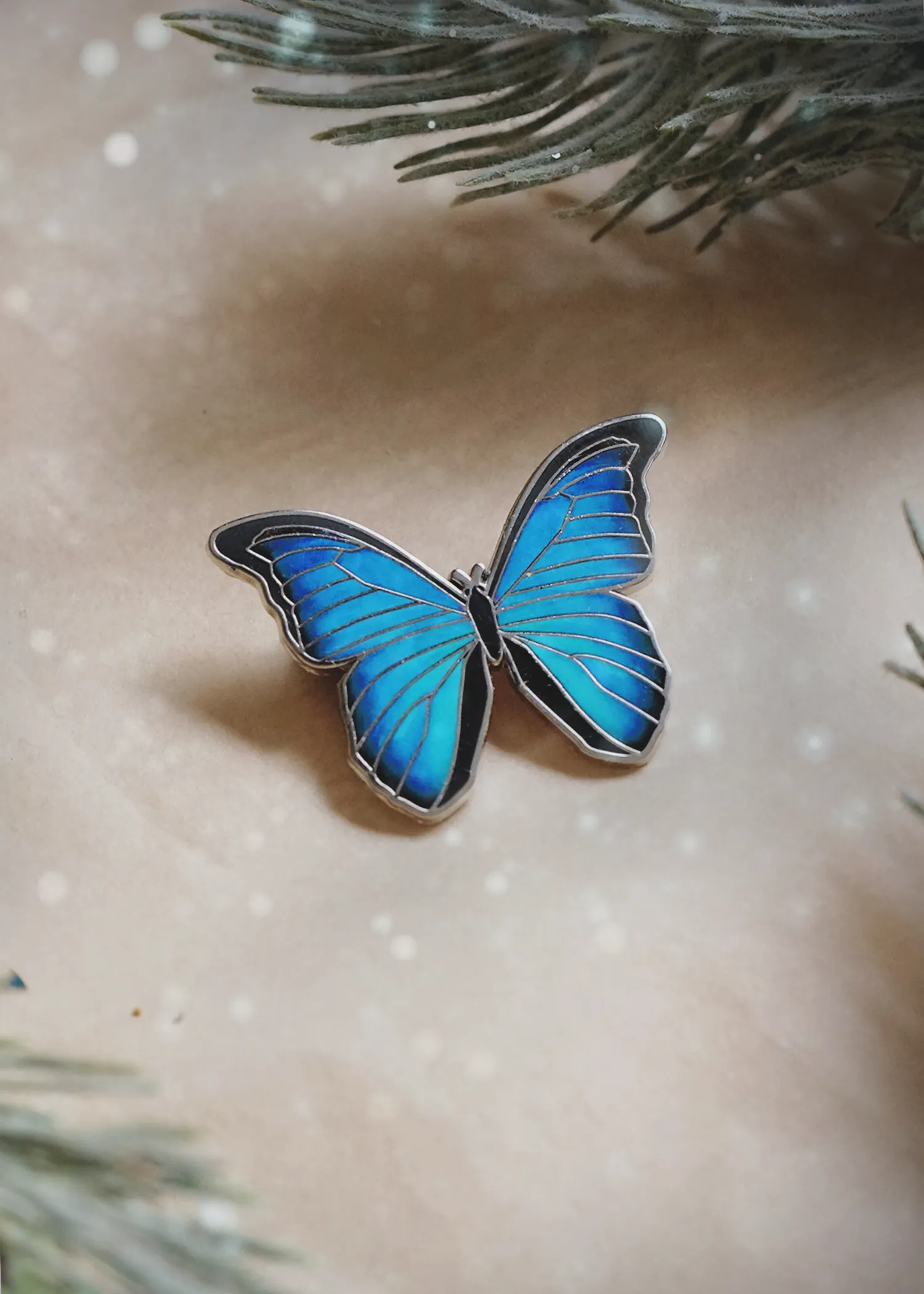 Godart's Blue Morpho Butterfly Pin