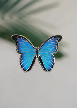 Godart's Blue Morpho Butterfly Pin