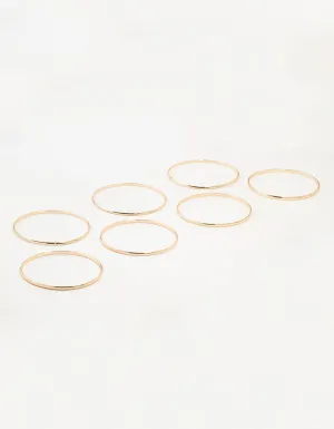 Gold Diamante Inlay & Clean Bangles 7-Pack