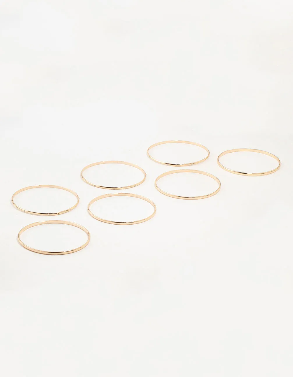 Gold Diamante Inlay & Clean Bangles 7-Pack