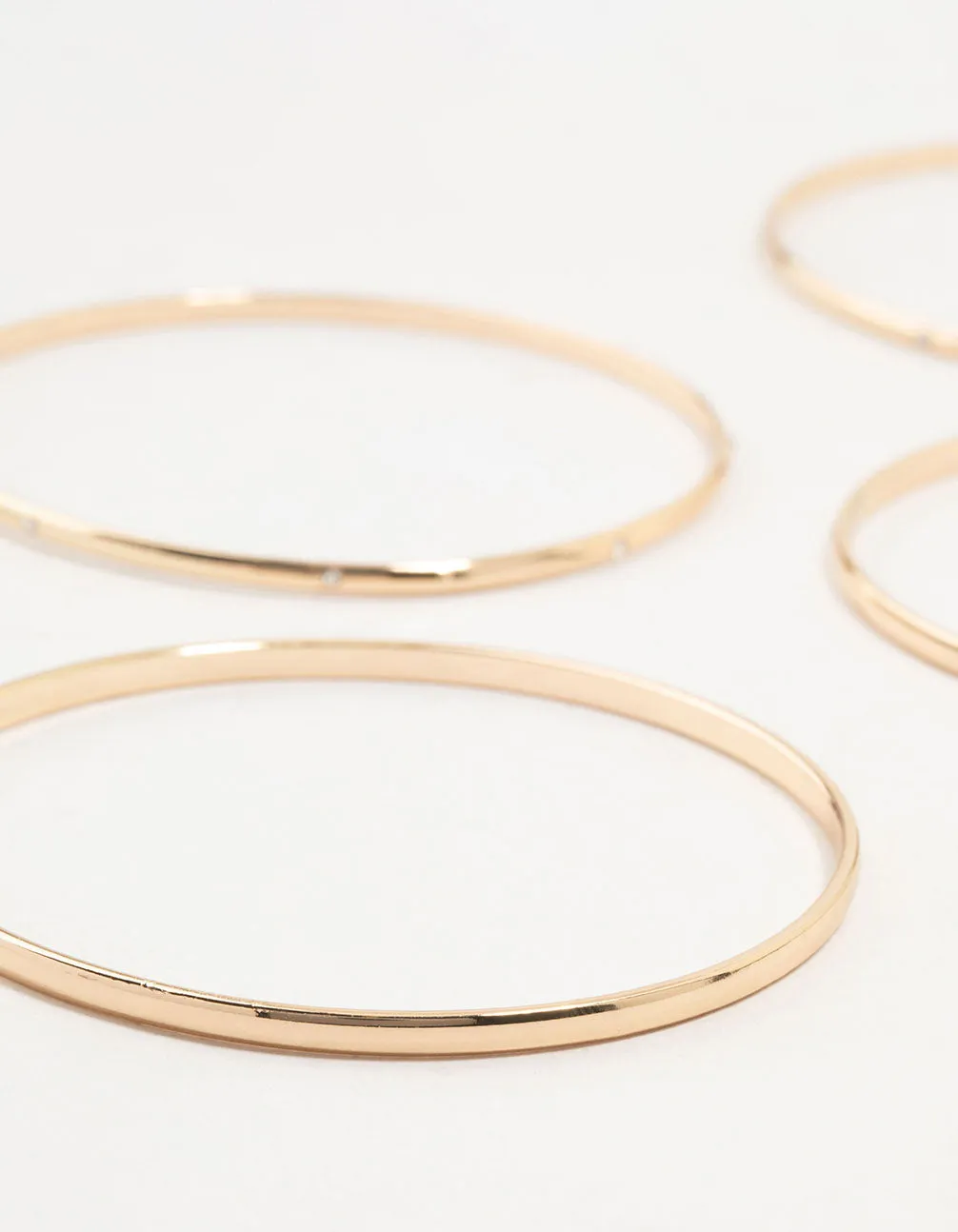 Gold Diamante Inlay & Clean Bangles 7-Pack