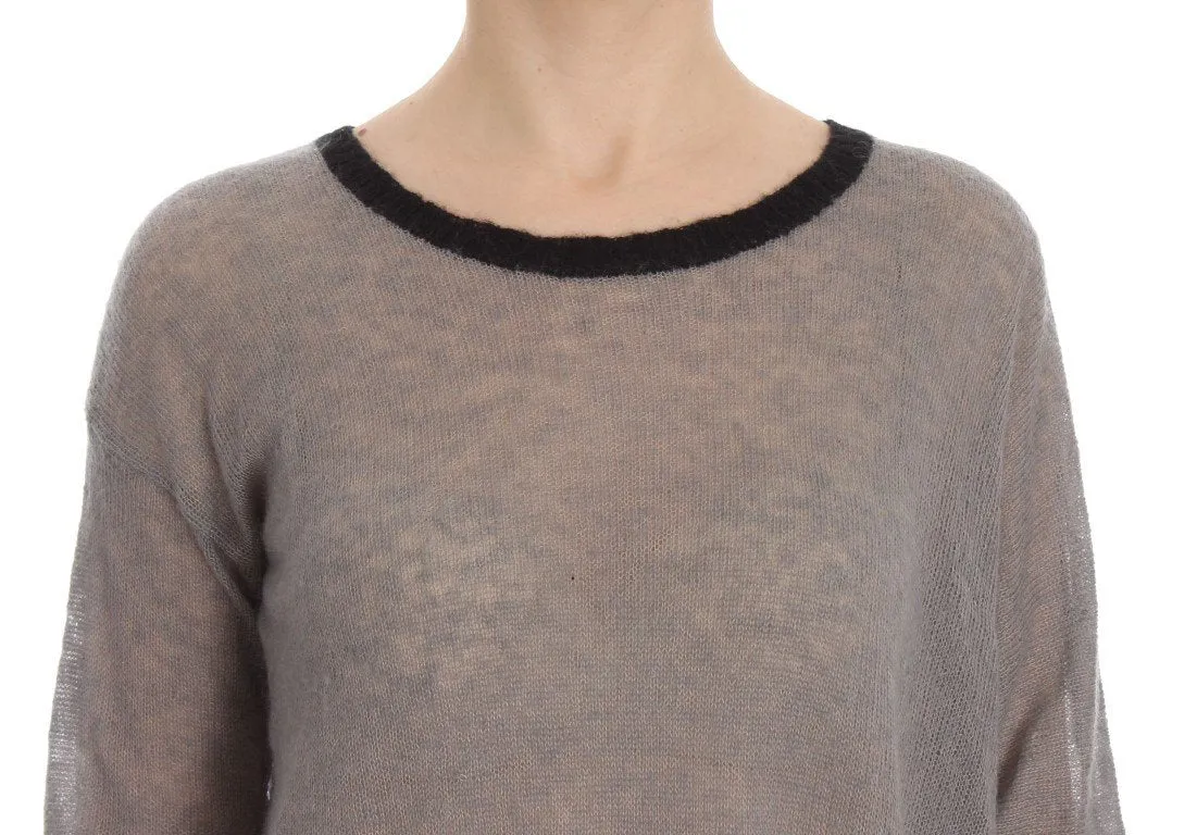 Gray Knitted Embellished Sweater