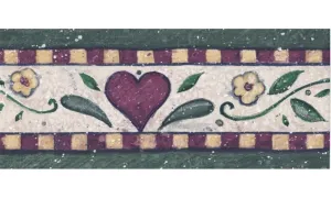Green Bordo Checkered Floral Hearts SW73934 Wallpaper Border