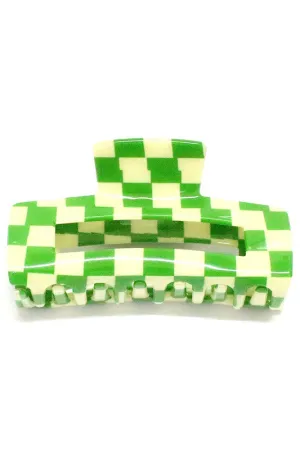 GREEN CHECKERED HAIR CLIP