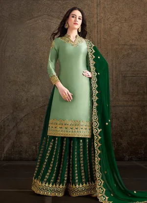 Green Dual Tone Designer Sharara Suit