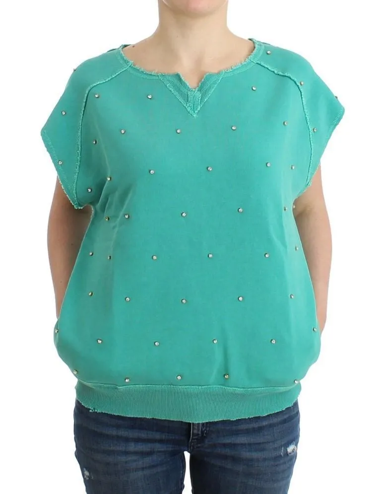 Green embellished cotton sweatshirt